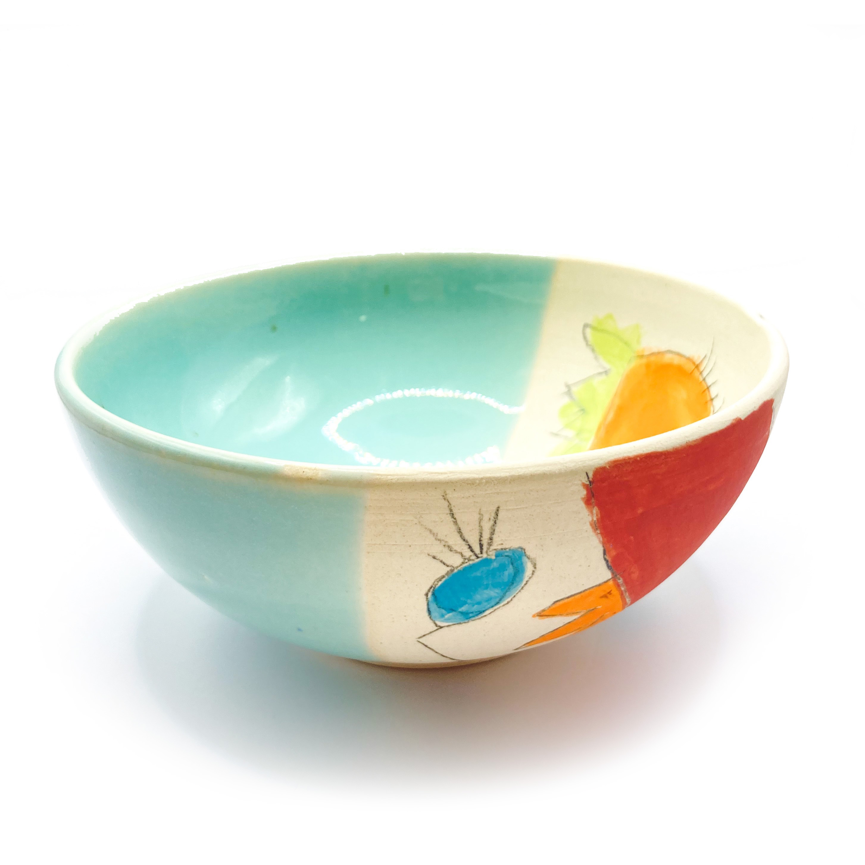 Abstract Studio Art Pottery Bowl – BK Antiques & Home Handmade Large Abstract Colorful Pottery Bowl Signed main image 1
